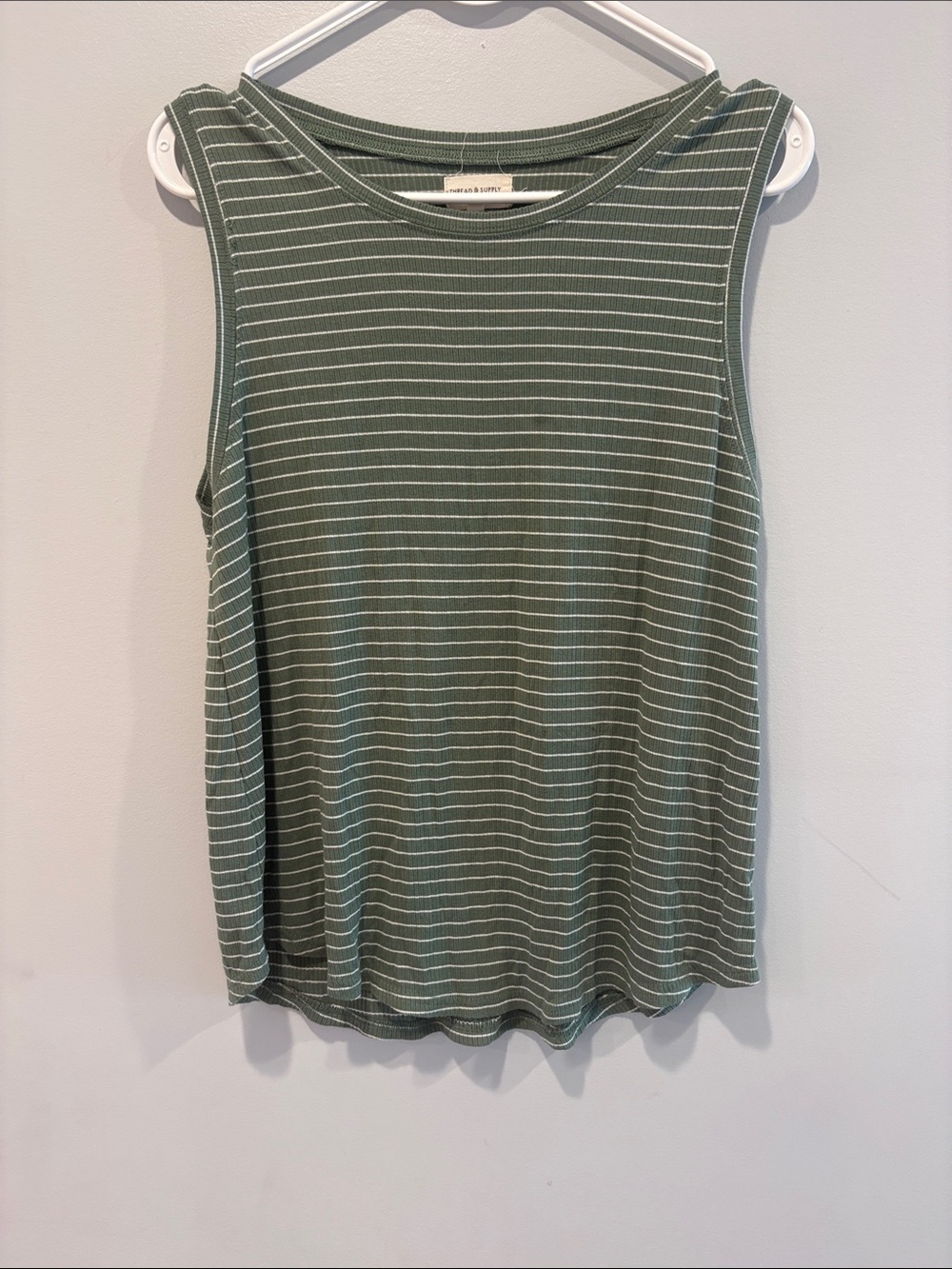 Thread & Supply Olive Striped Ribbed Tank Top ptp 18-231/2